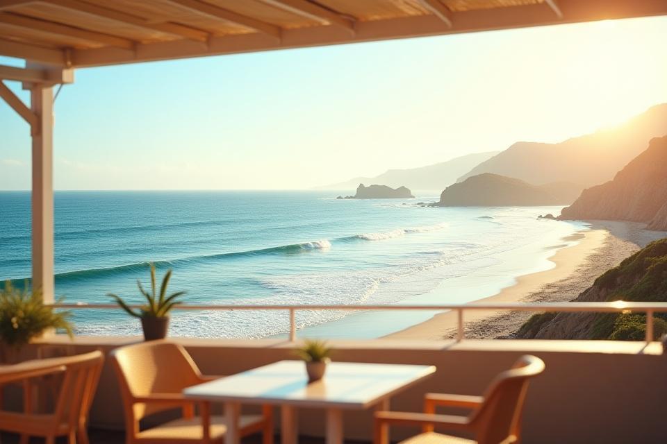 Coastal ocean view from café terrace