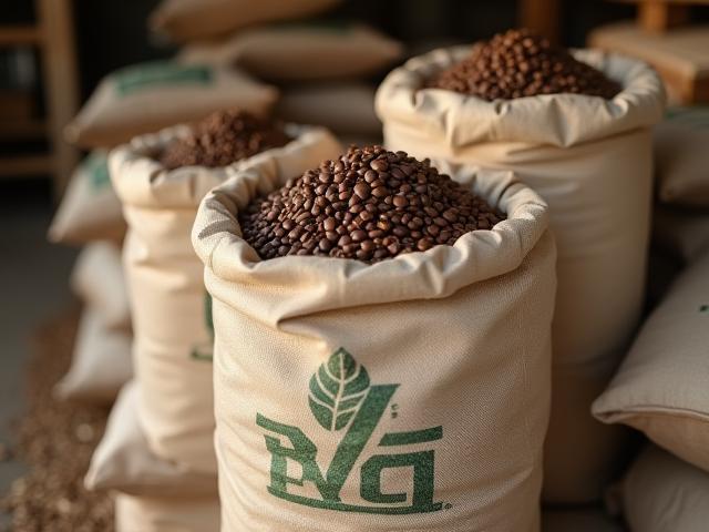 Bulk bags of freshly roasted coffee beans for wholesale